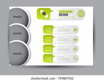 Flyer, brochure, billboard template design landscape orientation for education, presentation, website.  Green color. Editable vector illustration.