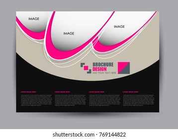 Flyer, brochure, billboard template design landscape orientation for education, presentation, website.  Black and pink color. Editable vector illustration.