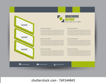 Flyer, brochure, billboard template design landscape orientation for education, presentation, website.  Green color. Editable vector illustration.