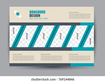 Flyer, brochure, billboard template design landscape orientation for education, presentation, website.  Blue color. Editable vector illustration.