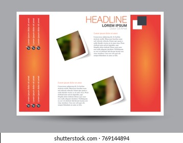 Flyer, brochure, billboard template design landscape orientation for education, presentation, website.  Orange color. Editable vector illustration.