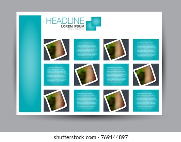 Flyer, brochure, billboard template design landscape orientation for education, presentation, website.  Blue color. Editable vector illustration.