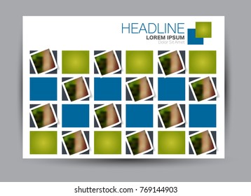 Flyer, brochure, billboard template design landscape orientation for education, presentation, website.  Blue and green color. Editable vector illustration.