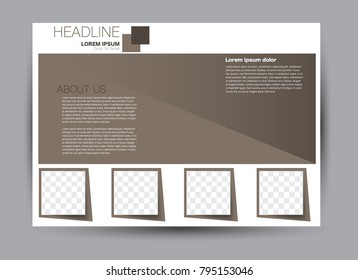 Flyer, brochure, billboard template design landscape orientation for education, presentation, website.  Brown color. Editable vector illustration.