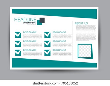 Flyer, brochure, billboard template design landscape orientation for education, presentation, website.  Green color. Editable vector illustration.