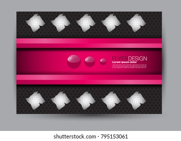 Flyer, brochure, billboard template design landscape orientation for education, presentation, website.  Pink and black color. Editable vector illustration.