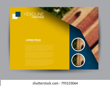 Flyer, brochure, billboard template design landscape orientation for education, presentation, website.  Yellow and blue color. Editable vector illustration.