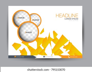 Flyer, brochure, billboard template design landscape orientation for education, presentation, website.  Orange color. Editable vector illustration.