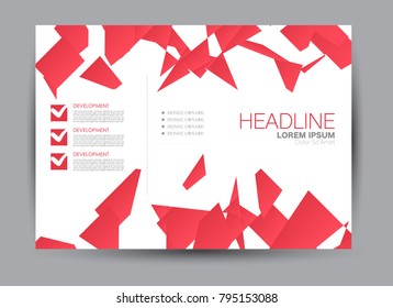 Flyer, brochure, billboard template design landscape orientation for education, presentation, website.  Red color. Editable vector illustration.