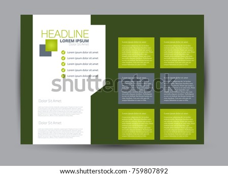Flyer, brochure, billboard template design landscape orientation for education, presentation, website.  Green color. Editable vector illustration.
