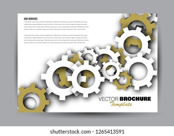 Flyer, brochure, billboard template in a hi-tech style. Design landscape orientation for business, education, school, presentation, website. Green color. Editable vector illustration.