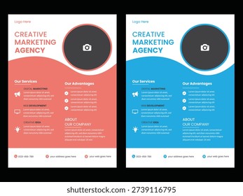 flyer brochure booklet ad poster business template text layout and copy space in orange and black color. vector background for event agenda schedule project timetable flowchart planning Flyer Layout with Dark Blue Header Overlay