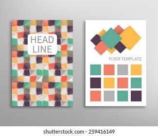 Flyer Brochure Color Design Vector Template with color squares and triangles.