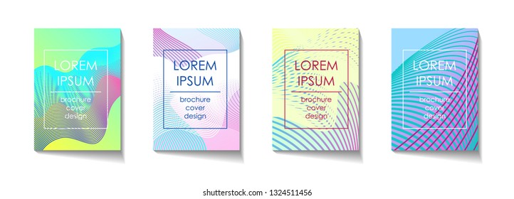 Flyer brochure cover design background set, A4 standard size format, colorful gradient with wave pattern