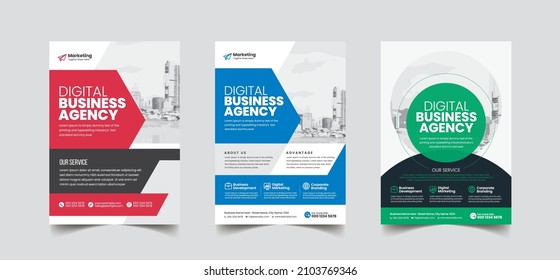 Flyer brochure cover design layout background, Corporate Business poster pamphlet blue red green yellow colors scheme template in A4 size