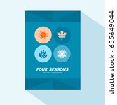 Flyer or brochure cover flat design with four seasons icons