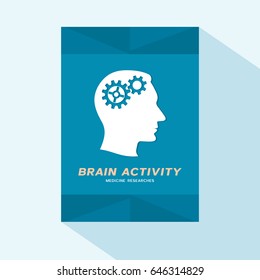 Flyer or brochure cover flat design with human head icon