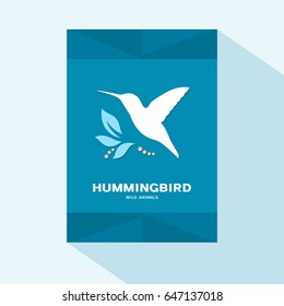 Tapa de volante o folleto diseño plano con icono de pájaro zumbido