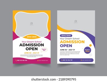 Flyer brochure cover template for Kids back to school education admission  layout, poster book cover, leaflet, template design.