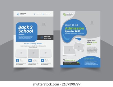 Flyer brochure cover template for Kids back to school education admission  layout, poster book cover, leaflet, template design.