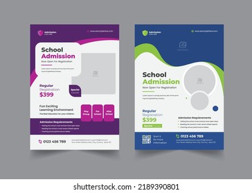 Flyer brochure cover template for Kids back to school education admission  layout, poster book cover, leaflet, template design.