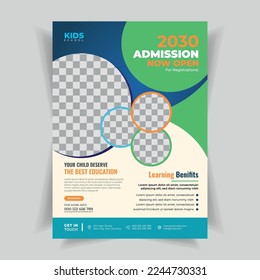 Flyer brochure cover template for Kids back to school education admission layout design