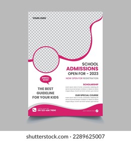 Flyer brochure cover template for Kids back to school education admission layout design 