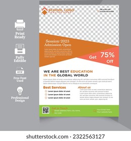 Flyer brochure cover template for Kids back to school education admission layout design