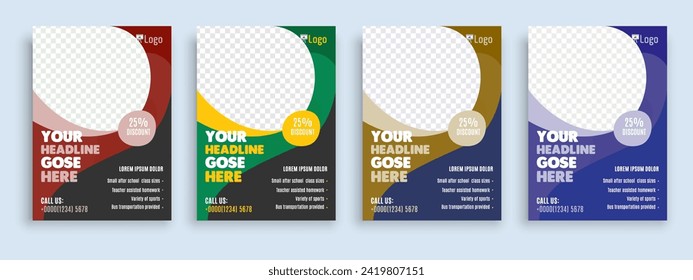 Flyer brochure cover template for Kids back to school education admission layout design template
