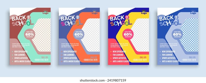 Flyer brochure cover template for Kids back to school education admission layout design template