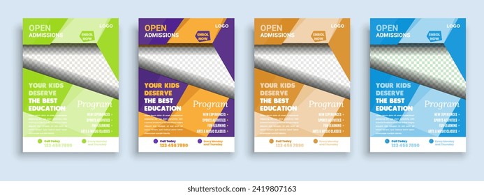 Flyer brochure cover template for Kids back to school education admission layout design template