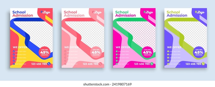 Vorlage für die Broschüre für Kinder, die in die Schulbildung zurückkehren, Design-Vorlage für die Zulassung