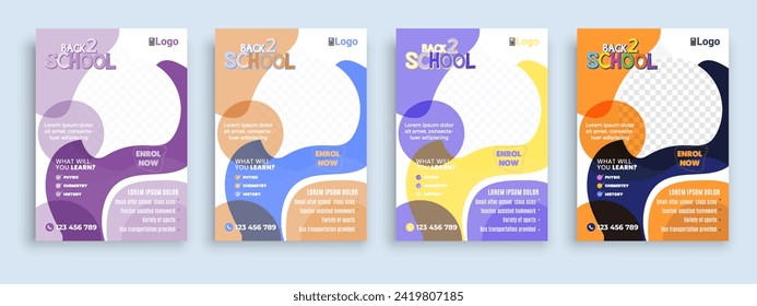 Flyer brochure cover template for Kids back to school education admission layout design template