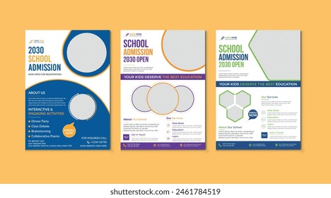 Flyer brochure cover template for Kids back to school education admission layout design
school admission template for flyer design. vector illustration.