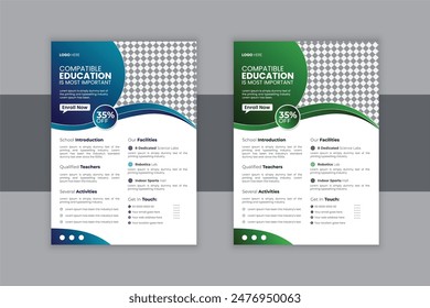 Flyer brochure cover template for Kids back to school education admission layout design, One Pager Design Template, Pamphlet Design Template 
