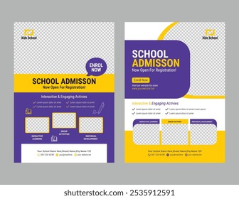 Flyer brochure cover template for Kids back to school education admission template. for the Layout of an Admission Poster for Children to Attend School again