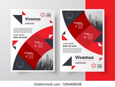 Flyer brochure design, business cover size A4 template, creative leaflet, trend blank geometric red color