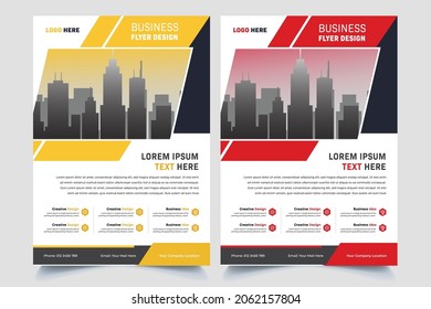 Flyer brochure design, business cover size A4 template, geometric shape red and blue color