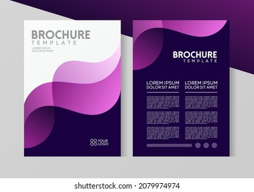 Flyer brochure design, business cover size A4 template, geometric wave purple color