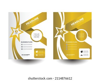 Flyer brochure design, business cover size A4 template, Golden color , Magazine cover, Poster, Leaflet