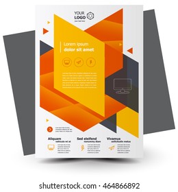 Flyer brochure design, business flyer size A4 template, creative leaflet, trend cover geometric yellow color