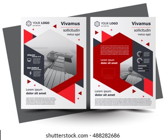 Flyer brochure design, business flyer size A4 template, trend cover geometric red