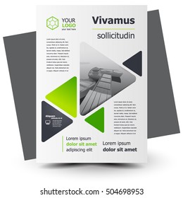 Flyer brochure design, business flyer size A4 template, creative leaflet, trend cover geometric triangles green color