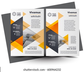 Flyer brochure design, business flyer size A4 template geometric orange color