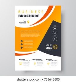 Flyer brochure design, business template cover size A4 yellow color