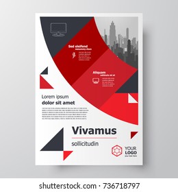 Flyer brochure design circles red color, business flyer size A4 template, creative leaflet