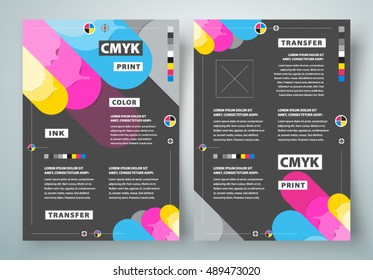 Flyer brochure design. Front and back template design cover. Business flyer size A4 template, cmyk print polygraphy colored abstract design 