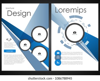 Flyer brochure design, size A4 template, creative cover curves blue
