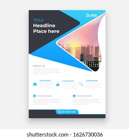 Flyer brochure design in size A4 template, layout space for photo background.