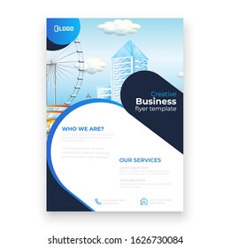 Flyer brochure design in size A4 template, layout space for photo background.